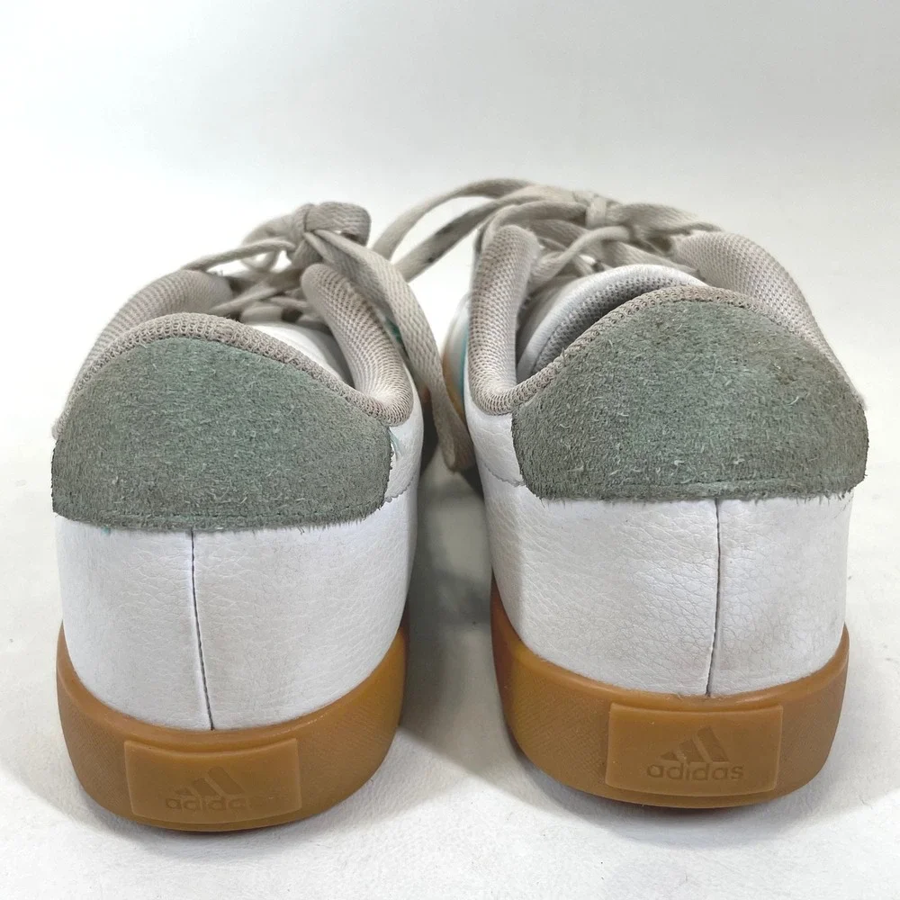 Adidas VL Court 3.0 White Turquoise Gum Sole Leather Sneakers JS2596 youth 3